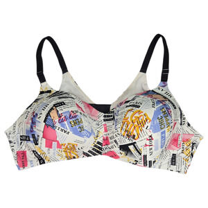 Torrid Curve 46C Wire Free Lightly Lined Smoothing Bra Newspaper Comic Print EUC